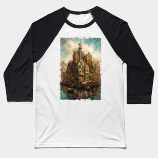 Steampunk Amsterdam Skyline Baseball T-Shirt